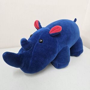 Manhattan Toy Company Blue Rhinoceros Plush Stuffed 1986 Vintage